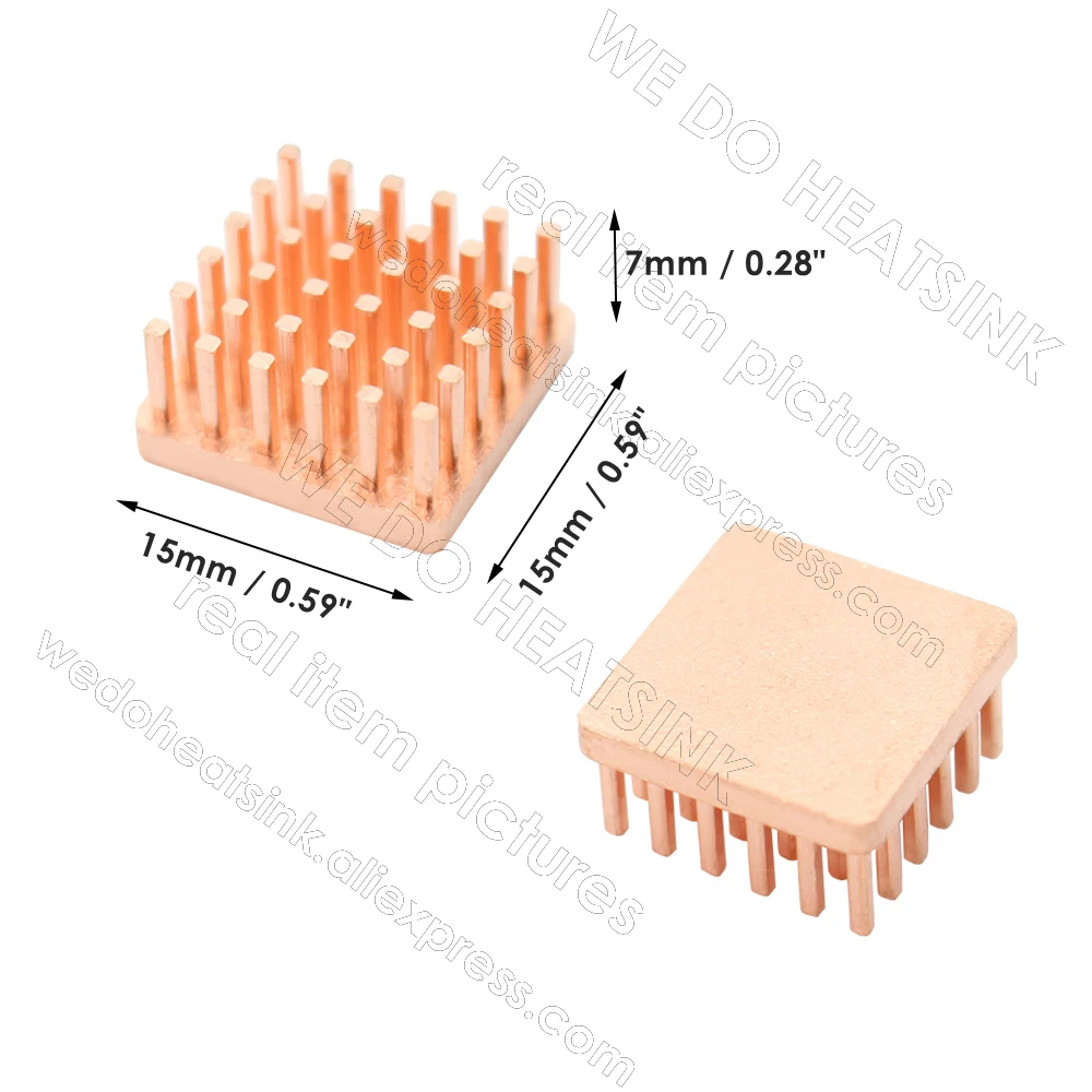 WE DO HEATSINK Useful Pure Copper Heat Sink Without or With Thermal Pad, Various Copper Shape Size Options