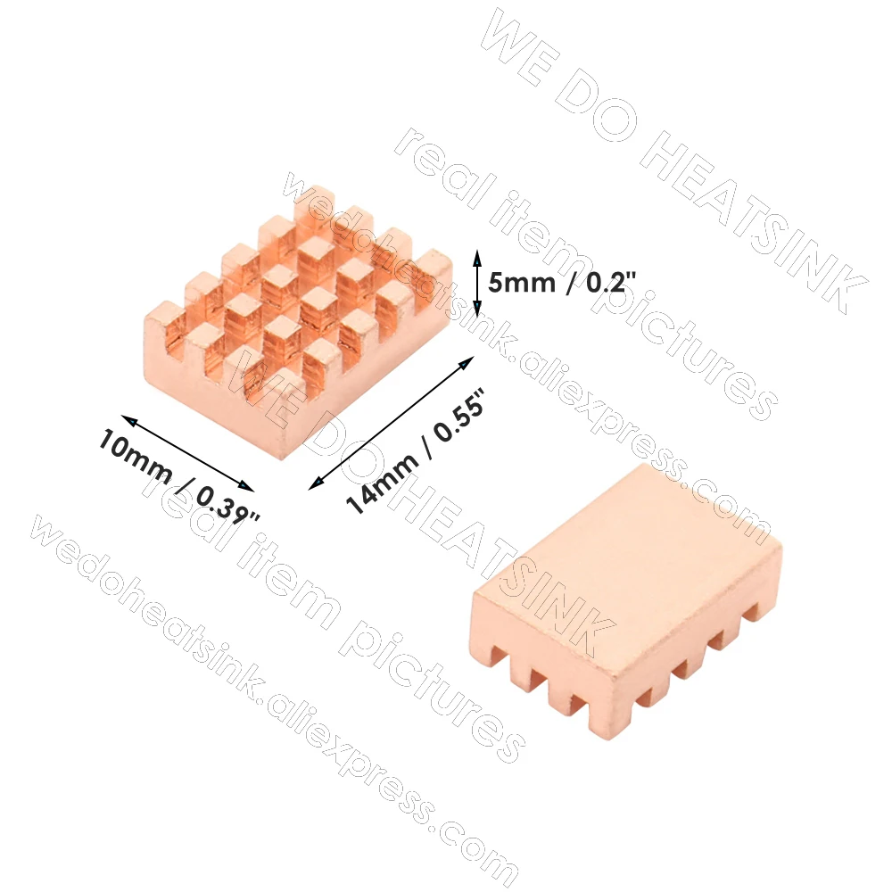 WE DO HEATSINK Useful Pure Copper Heat Sink Without or With Thermal Pad, Various Copper Shape Size Options