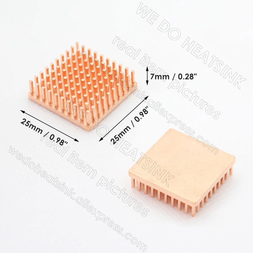 WE DO HEATSINK Useful Pure Copper Heat Sink Without or With Thermal Pad, Various Copper Shape Size Options