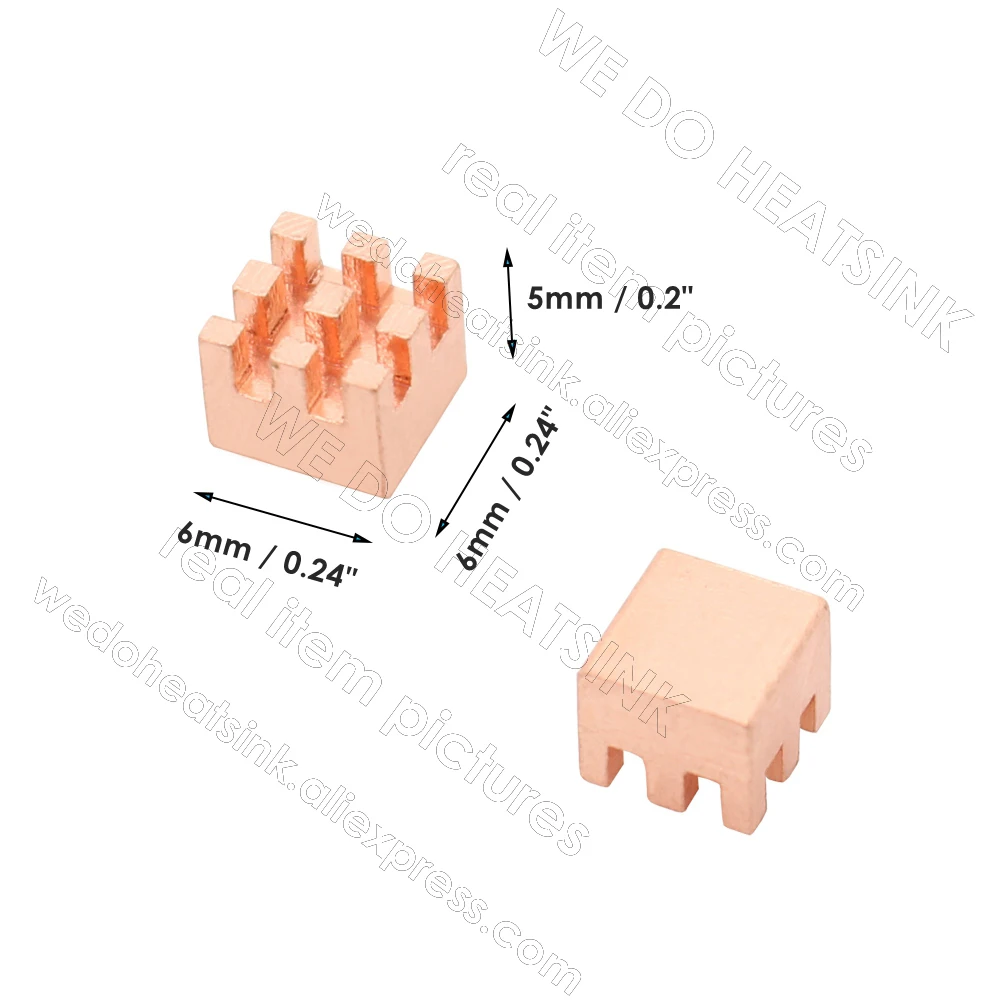 WE DO HEATSINK Useful Pure Copper Heat Sink Without or With Thermal Pad, Various Copper Shape Size Options