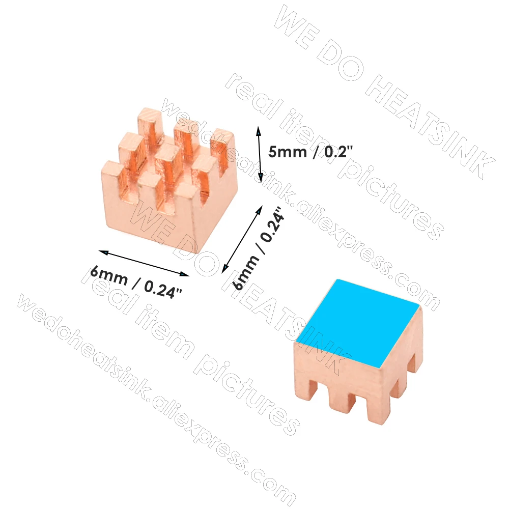 WE DO HEATSINK Useful Pure Copper Heat Sink Without or With Thermal Pad, Various Copper Shape Size Options