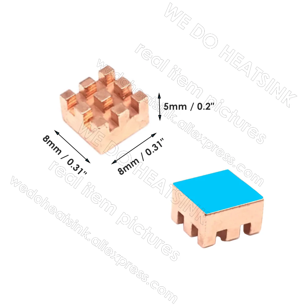 WE DO HEATSINK Useful Pure Copper Heat Sink Without or With Thermal Pad, Various Copper Shape Size Options