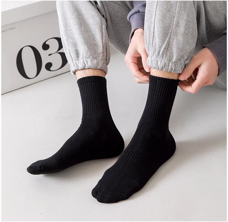 Men Socks Cotton Breathable Long Business Harajuku Socks Solid Gentleman Sox Sokken Outdoor Sports  5 Pairs/Lot Socks