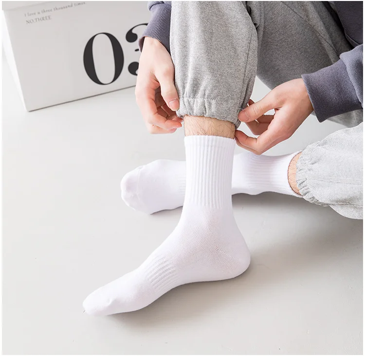Men Socks Cotton Breathable Long Business Harajuku Socks Solid Gentleman Sox Sokken Outdoor Sports  5 Pairs/Lot Socks
