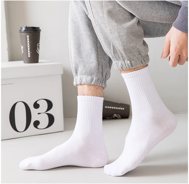 Men Socks Cotton Breathable Long Business Harajuku Socks Solid Gentleman Sox Sokken Outdoor Sports  5 Pairs/Lot Socks
