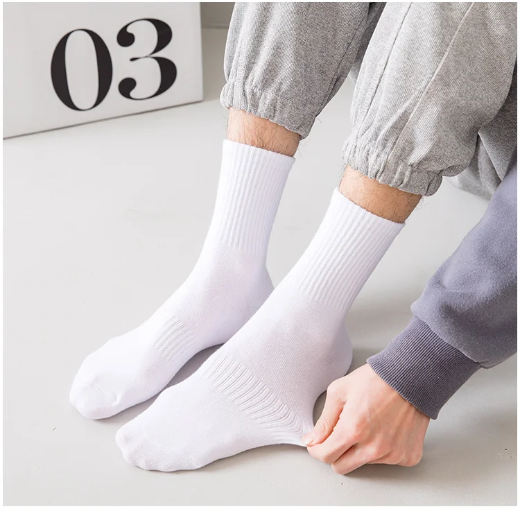 Men Socks Cotton Breathable Long Business Harajuku Socks Solid Gentleman Sox Sokken Outdoor Sports  5 Pairs/Lot Socks