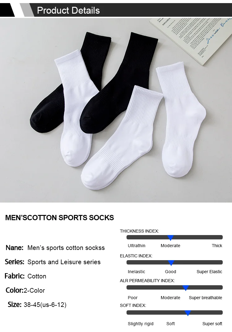 Men Socks Cotton Breathable Long Business Harajuku Socks Solid Gentleman Sox Sokken Outdoor Sports  5 Pairs/Lot Socks