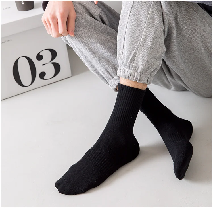 Men Socks Cotton Breathable Long Business Harajuku Socks Solid Gentleman Sox Sokken Outdoor Sports  5 Pairs/Lot Socks