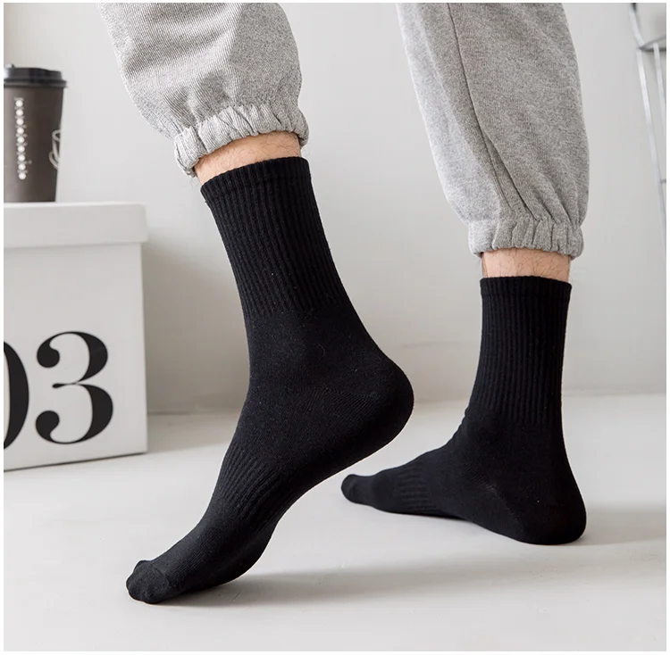 Men Socks Cotton Breathable Long Business Harajuku Socks Solid Gentleman Sox Sokken Outdoor Sports  5 Pairs/Lot Socks