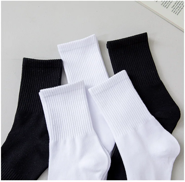 Men Socks Cotton Breathable Long Business Harajuku Socks Solid Gentleman Sox Sokken Outdoor Sports  5 Pairs/Lot Socks