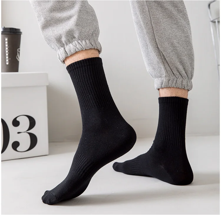 Men Socks Cotton Breathable Long Business Harajuku Socks Solid Gentleman Sox Sokken Outdoor Sports  5 Pairs/Lot Socks