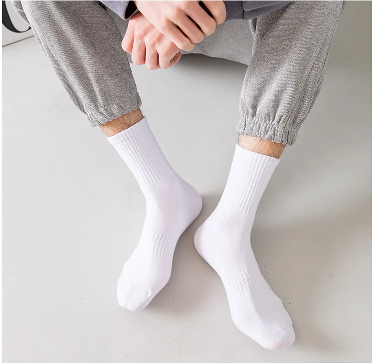 Men Socks Cotton Breathable Long Business Harajuku Socks Solid Gentleman Sox Sokken Outdoor Sports  5 Pairs/Lot Socks