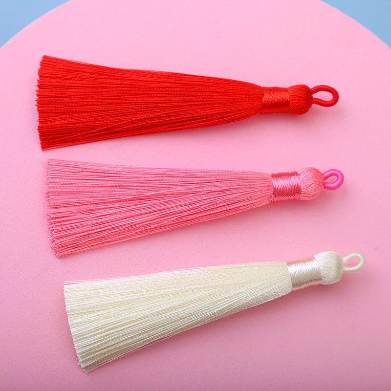 5/10/20pcs 8cm Silk Tassel Brush Earrings Charm Diy Earrings Pendant Jewelry Making Satin Fringe Handmade Decor Crafts Wholesale