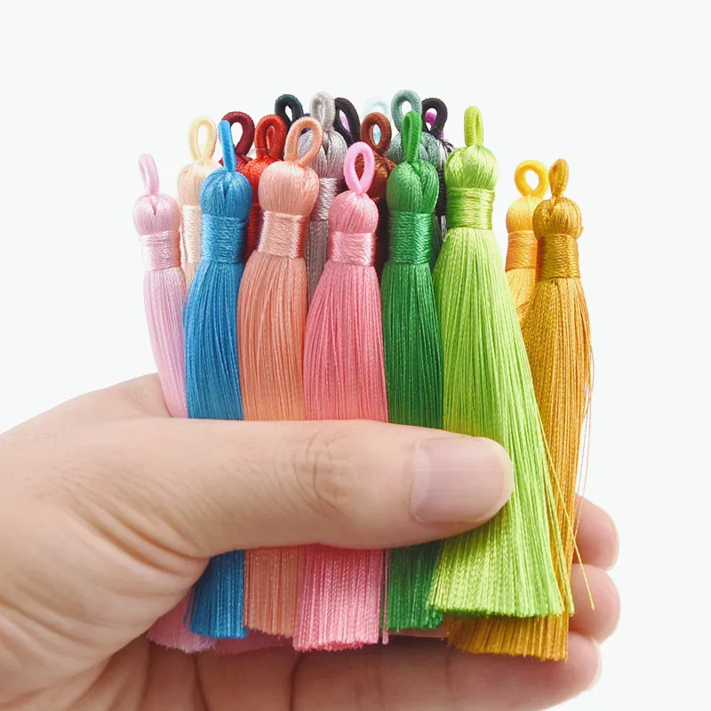 5/10/20pcs 8cm Silk Tassel Brush Earrings Charm Diy Earrings Pendant Jewelry Making Satin Fringe Handmade Decor Crafts Wholesale