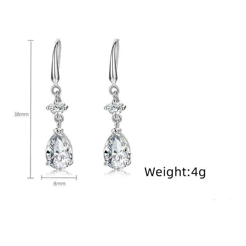 925 Sterling Silver Earrings Blue Crystal Zircon Heart-Shaped Water Drop Earrings For Women Fashion Jewelry Gifts