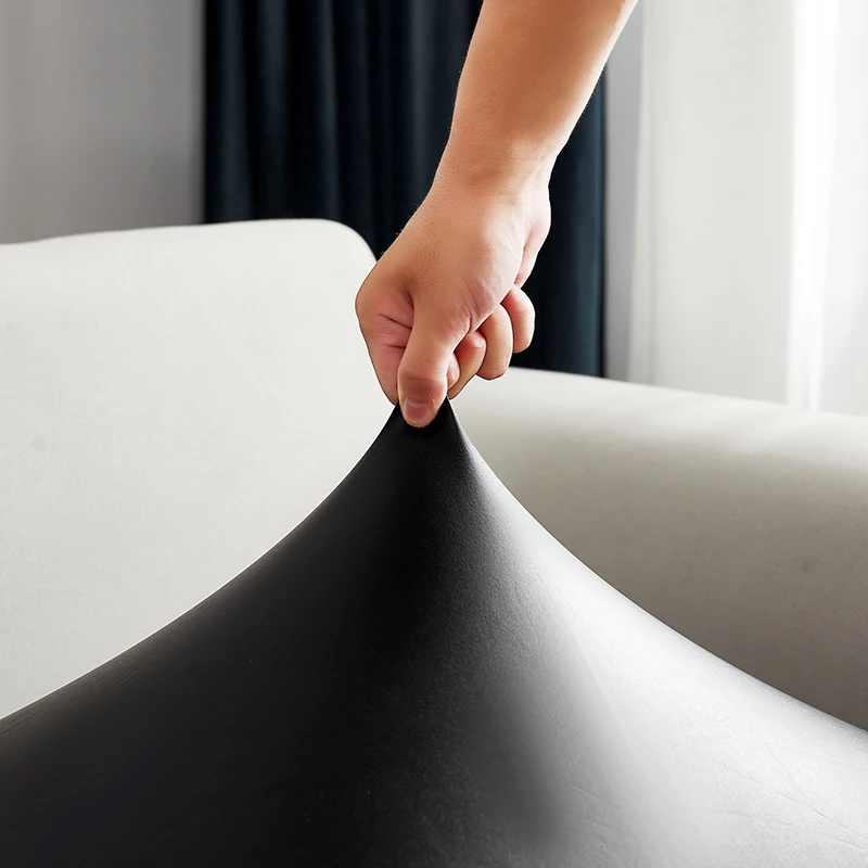 Stretch PU Leather Waterproof Sofa Cushion Cover Sofa Seat Slipcover Backrest Cover Easy Clean Sofa Protector for Pets Kids