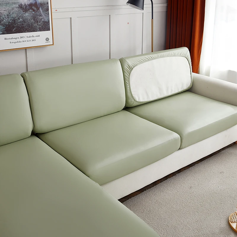 Stretch PU Leather Waterproof Sofa Cushion Cover Sofa Seat Slipcover Backrest Cover Easy Clean Sofa Protector for Pets Kids