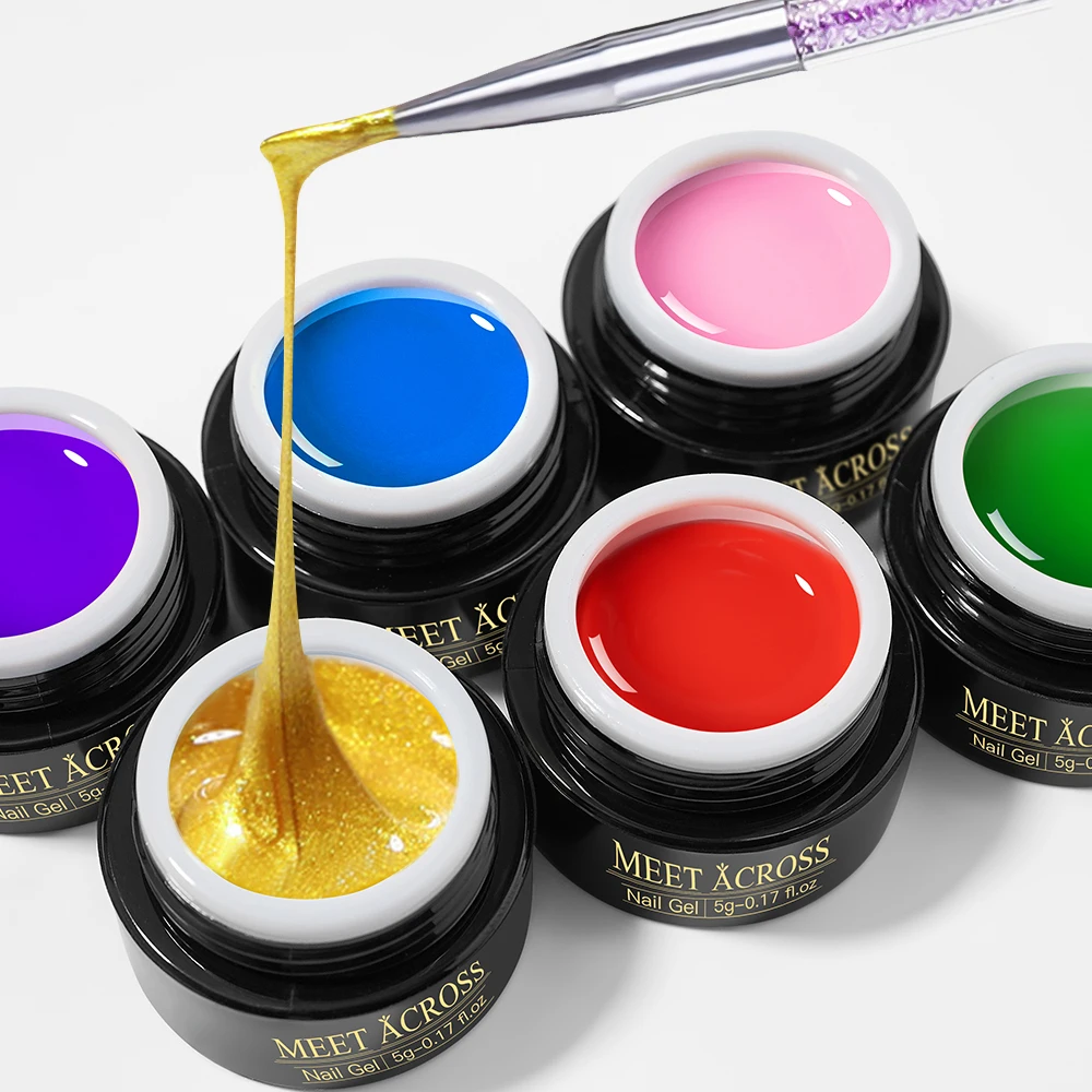 MEET ACROSS 5ml White Black Red Spider Drawing Gel Nail Polish UV Spider Painting Outline Gel Varnish Nails Art All For Manicure