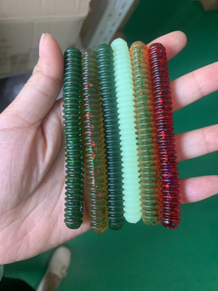 Fishing Lure Lugworm PVC Screw Thread Shape Grub 10cm Soft Bait PVC Worm Artificial Lures Lot 4 Pieces Sale