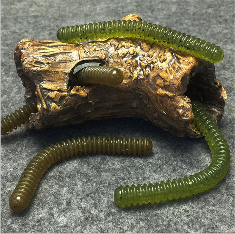 Fishing Lure Lugworm PVC Screw Thread Shape Grub 10cm Soft Bait PVC Worm Artificial Lures Lot 4 Pieces Sale