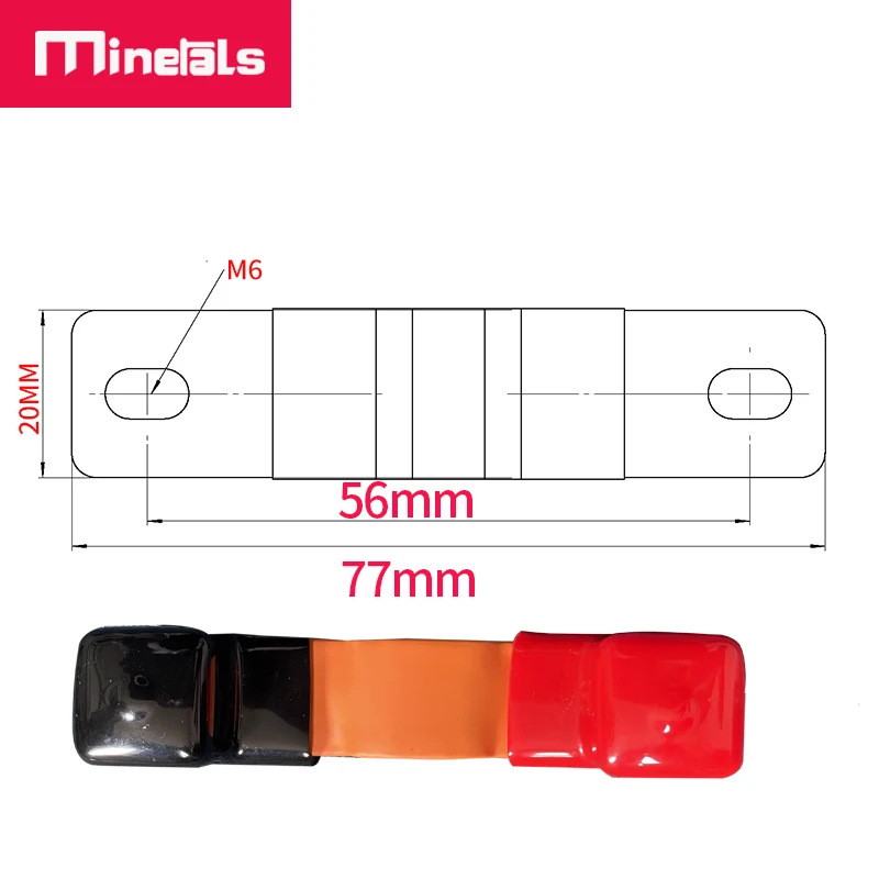 Flexible Busbar 300A 200A 56MM 74MM Bus Bar Copper Loose Protector with Isolation Battery Connector Conductive Band Elliptic