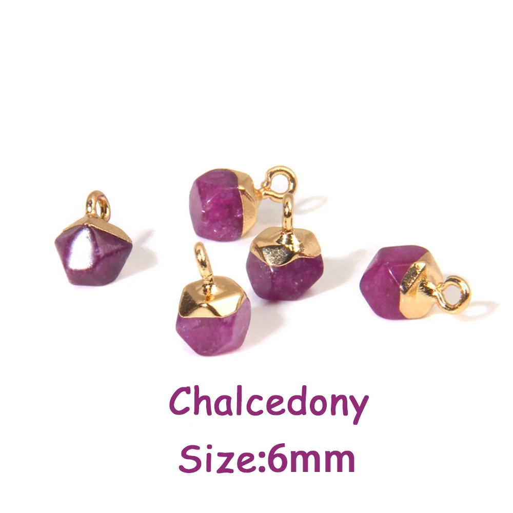 5PCS Natural Faceted Tiny Stone Pendants Charms Geometric Gems Pendant Fit Making Jewelry Necklaces Earrings DIY Accessory