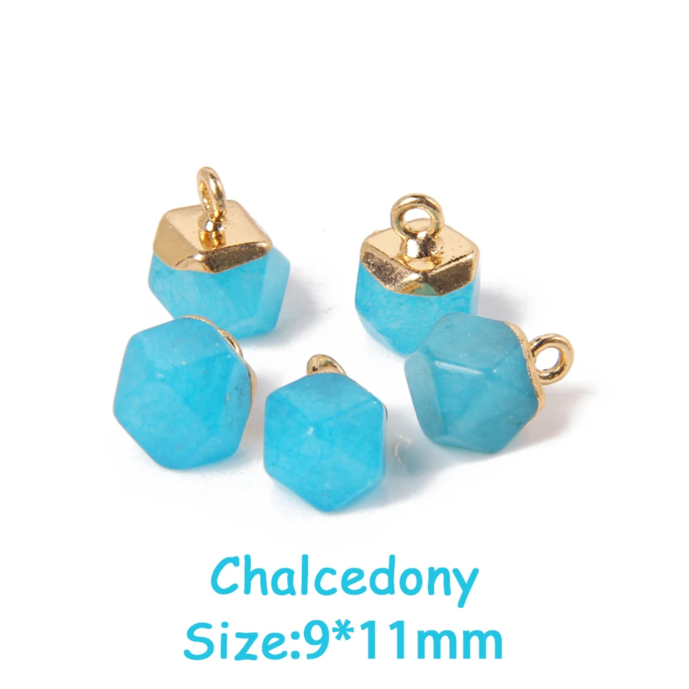 5PCS Natural Faceted Tiny Stone Pendants Charms Geometric Gems Pendant Fit Making Jewelry Necklaces Earrings DIY Accessory