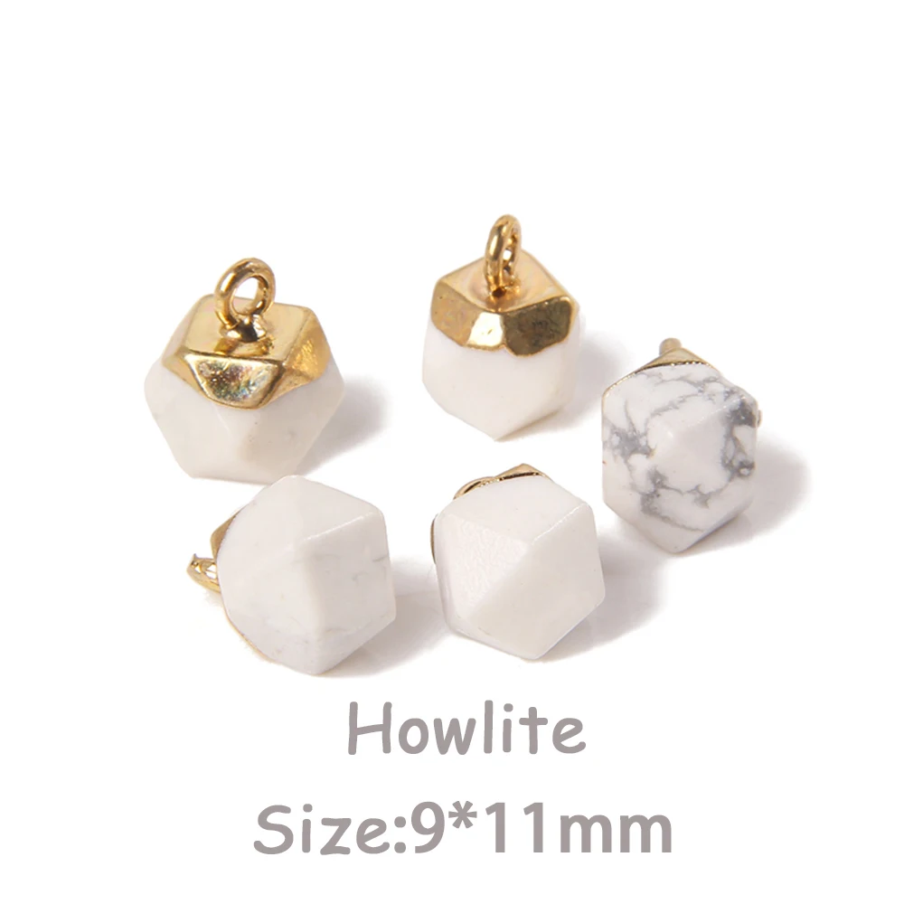 5PCS Natural Faceted Tiny Stone Pendants Charms Geometric Gems Pendant Fit Making Jewelry Necklaces Earrings DIY Accessory