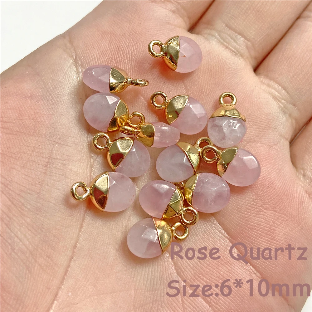 5PCS Natural Faceted Tiny Stone Pendants Charms Geometric Gems Pendant Fit Making Jewelry Necklaces Earrings DIY Accessory