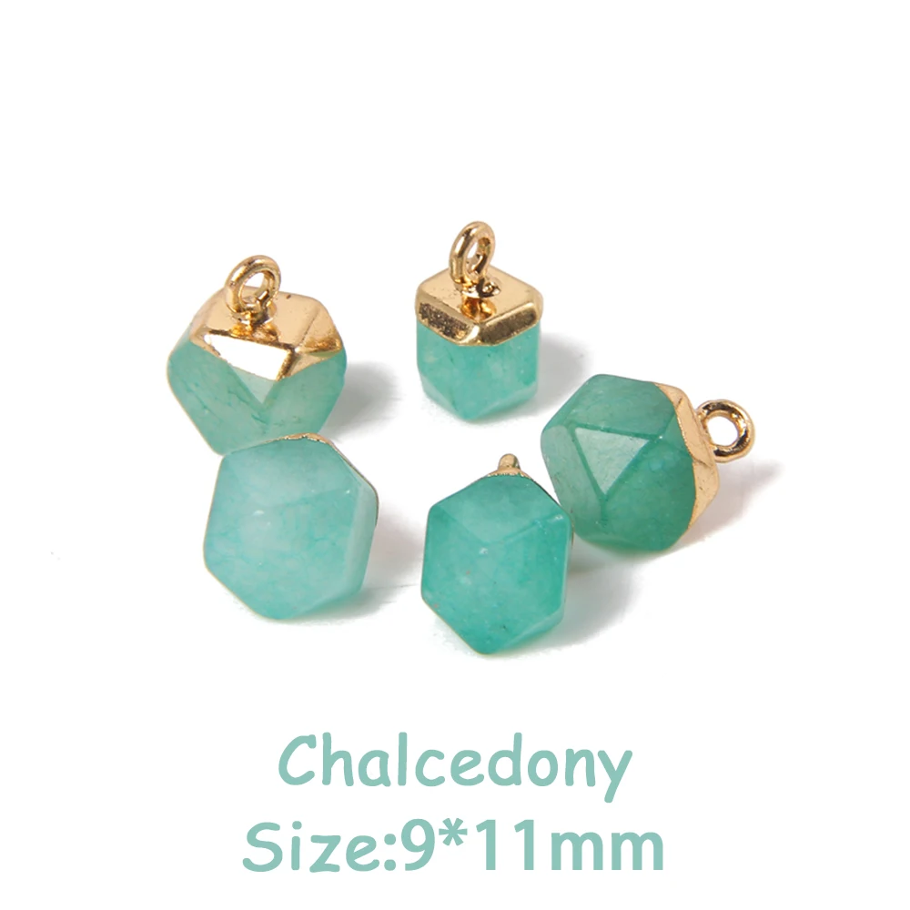 5PCS Natural Faceted Tiny Stone Pendants Charms Geometric Gems Pendant Fit Making Jewelry Necklaces Earrings DIY Accessory