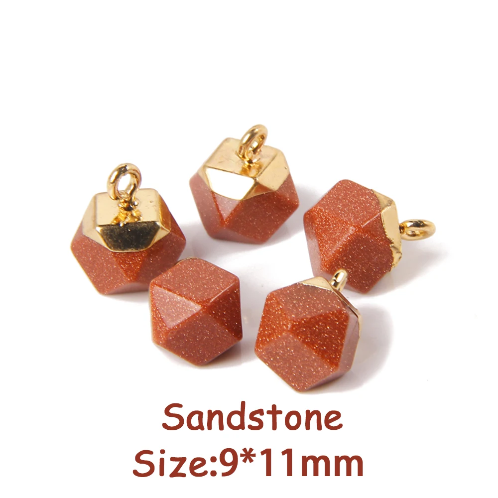 5PCS Natural Faceted Tiny Stone Pendants Charms Geometric Gems Pendant Fit Making Jewelry Necklaces Earrings DIY Accessory