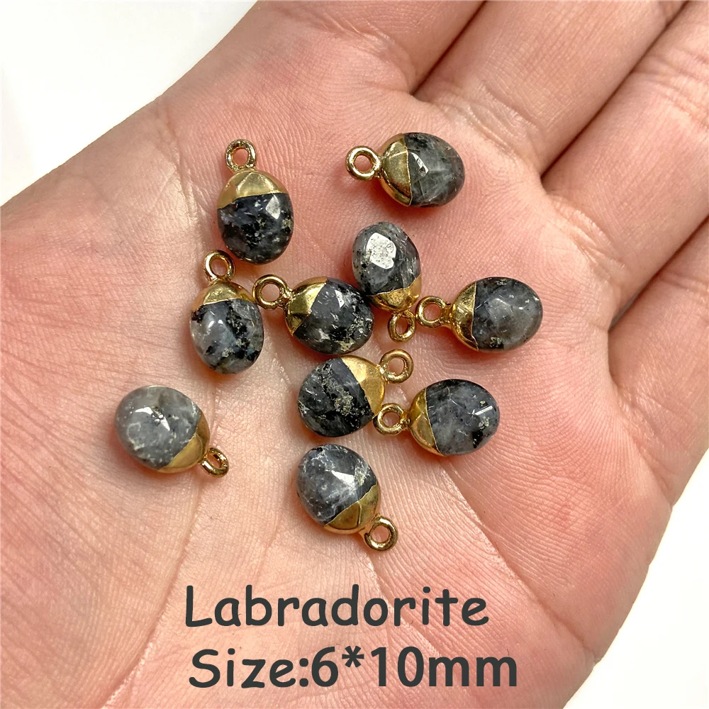 5PCS Natural Faceted Tiny Stone Pendants Charms Geometric Gems Pendant Fit Making Jewelry Necklaces Earrings DIY Accessory