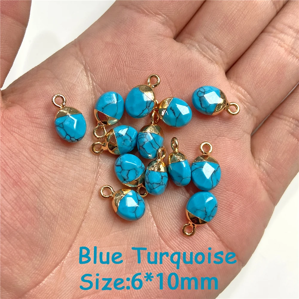 5PCS Natural Faceted Tiny Stone Pendants Charms Geometric Gems Pendant Fit Making Jewelry Necklaces Earrings DIY Accessory