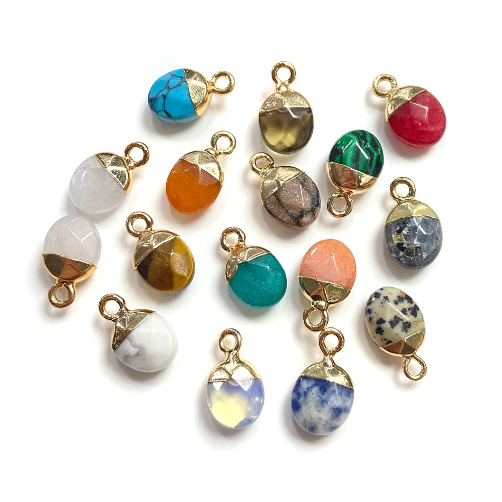 5PCS Natural Faceted Tiny Stone Pendants Charms Geometric Gems Pendant Fit Making Jewelry Necklaces Earrings DIY Accessory