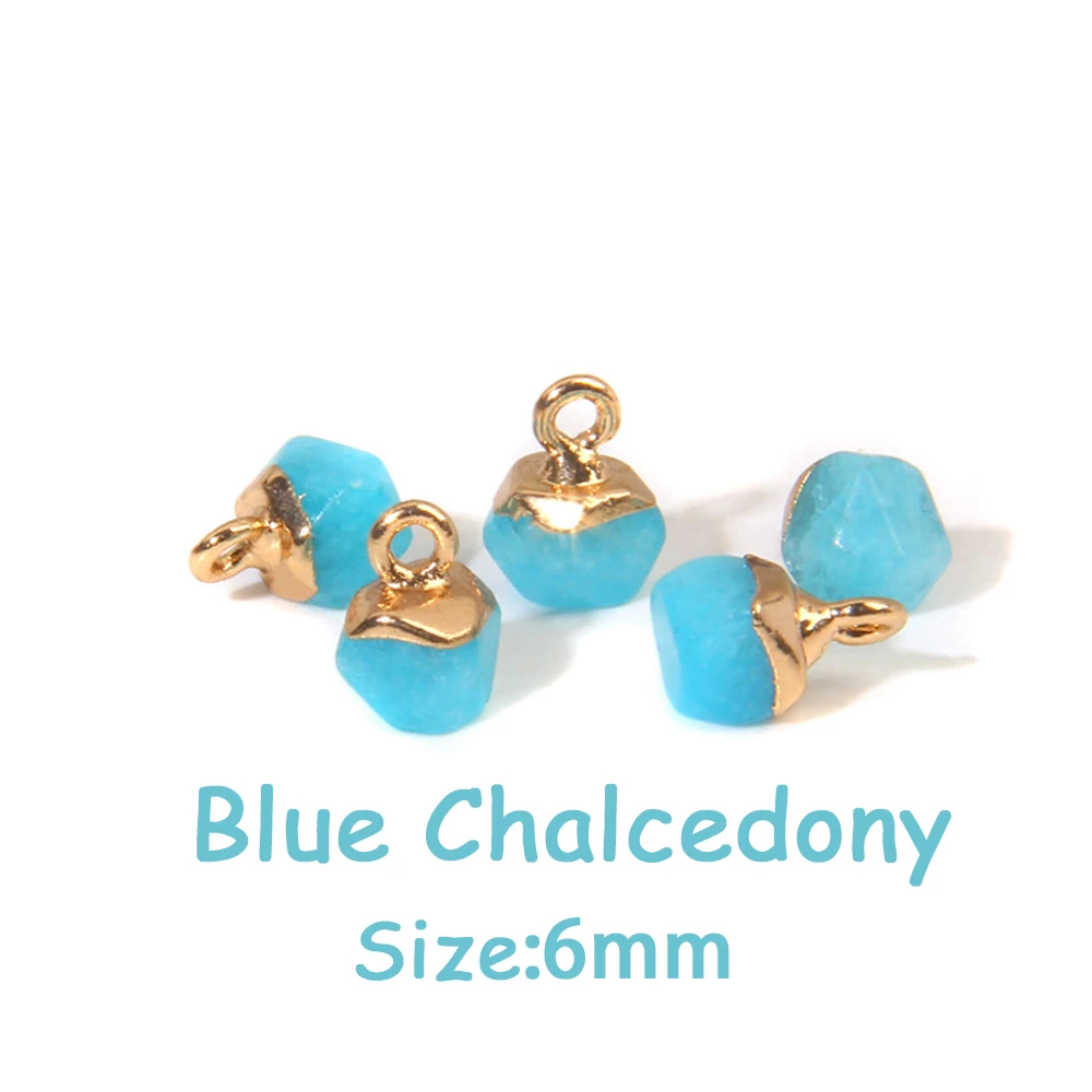 5PCS Natural Faceted Tiny Stone Pendants Charms Geometric Gems Pendant Fit Making Jewelry Necklaces Earrings DIY Accessory