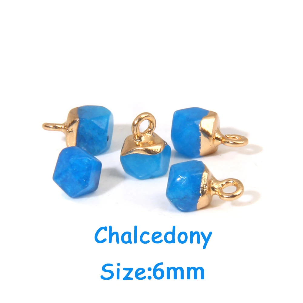 5PCS Natural Faceted Tiny Stone Pendants Charms Geometric Gems Pendant Fit Making Jewelry Necklaces Earrings DIY Accessory