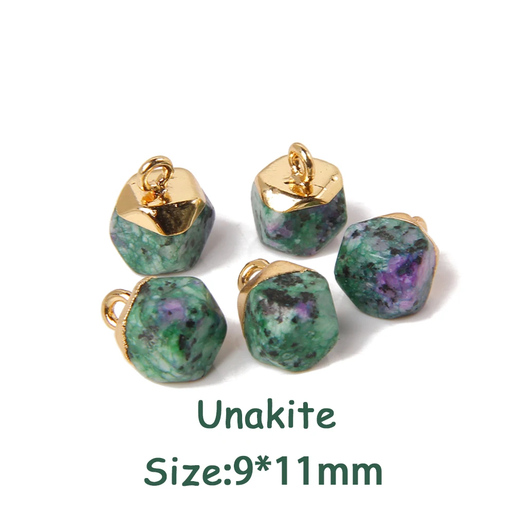 5PCS Natural Faceted Tiny Stone Pendants Charms Geometric Gems Pendant Fit Making Jewelry Necklaces Earrings DIY Accessory