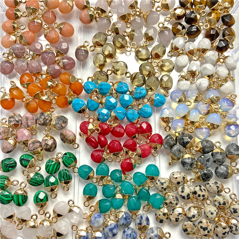 5PCS Natural Faceted Tiny Stone Pendants Charms Geometric Gems Pendant Fit Making Jewelry Necklaces Earrings DIY Accessory