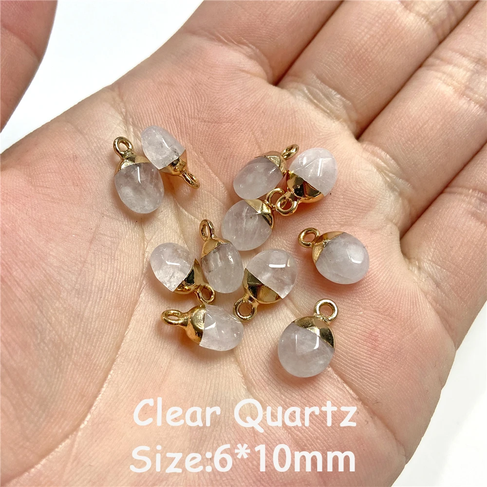 5PCS Natural Faceted Tiny Stone Pendants Charms Geometric Gems Pendant Fit Making Jewelry Necklaces Earrings DIY Accessory