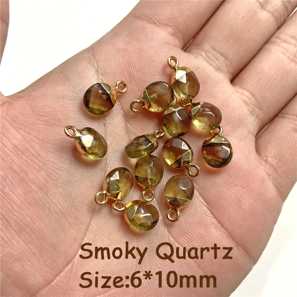 5PCS Natural Faceted Tiny Stone Pendants Charms Geometric Gems Pendant Fit Making Jewelry Necklaces Earrings DIY Accessory