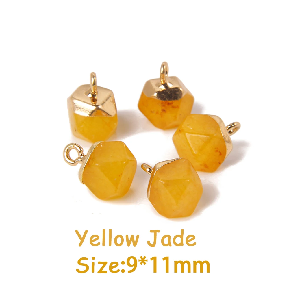 5PCS Natural Faceted Tiny Stone Pendants Charms Geometric Gems Pendant Fit Making Jewelry Necklaces Earrings DIY Accessory