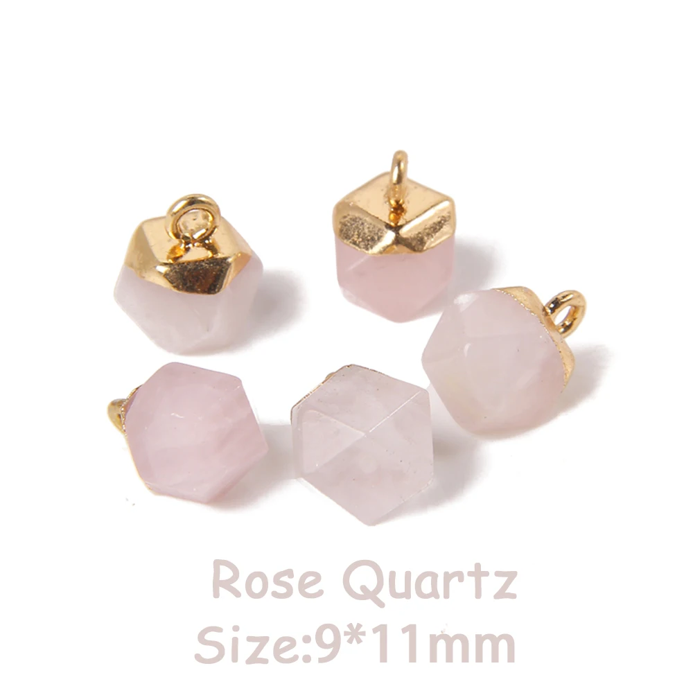 5PCS Natural Faceted Tiny Stone Pendants Charms Geometric Gems Pendant Fit Making Jewelry Necklaces Earrings DIY Accessory