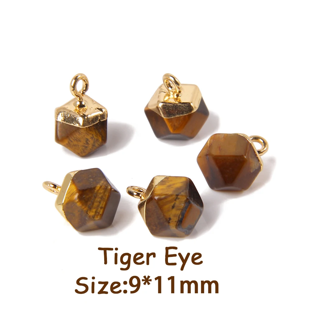 5PCS Natural Faceted Tiny Stone Pendants Charms Geometric Gems Pendant Fit Making Jewelry Necklaces Earrings DIY Accessory