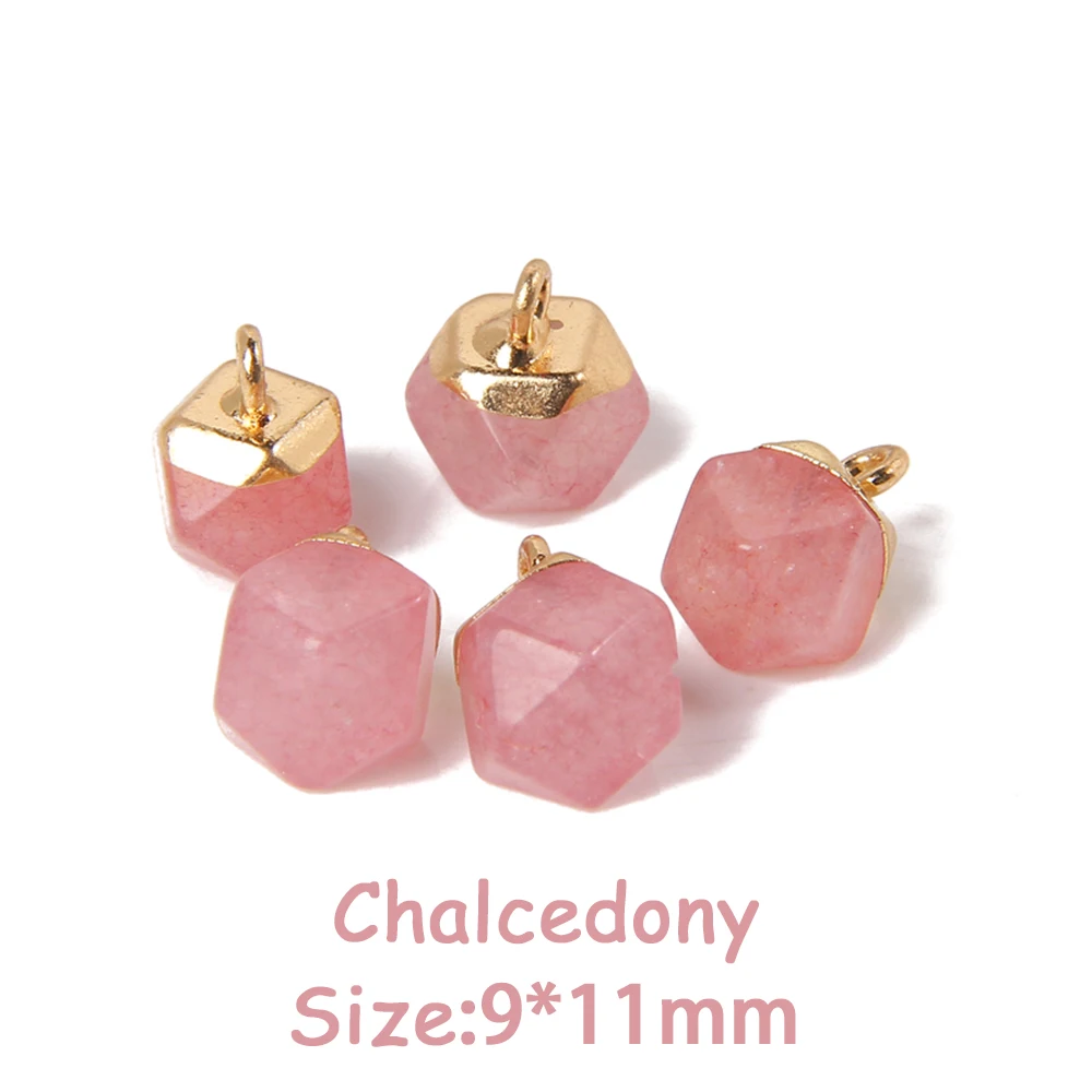5PCS Natural Faceted Tiny Stone Pendants Charms Geometric Gems Pendant Fit Making Jewelry Necklaces Earrings DIY Accessory