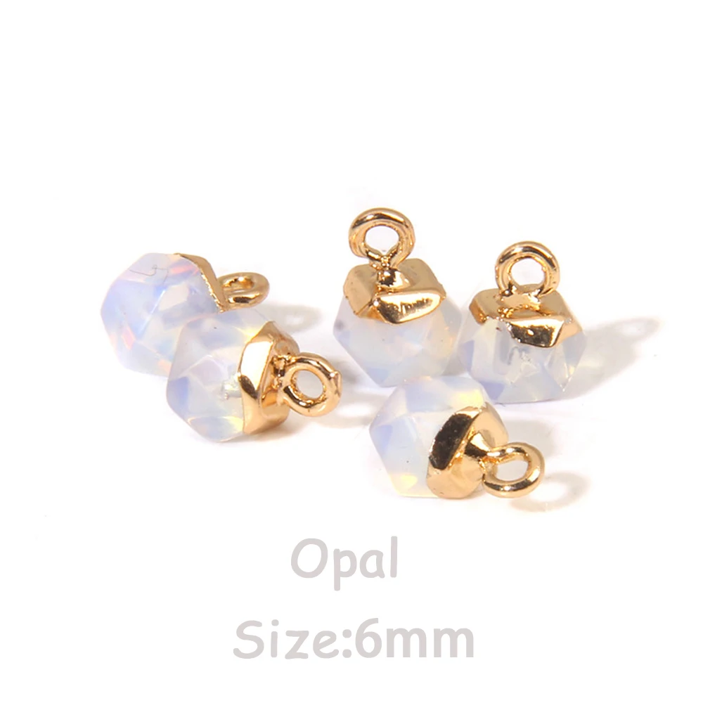 5PCS Natural Faceted Tiny Stone Pendants Charms Geometric Gems Pendant Fit Making Jewelry Necklaces Earrings DIY Accessory