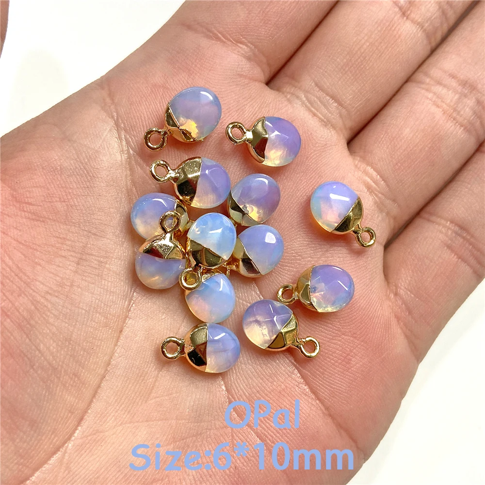 5PCS Natural Faceted Tiny Stone Pendants Charms Geometric Gems Pendant Fit Making Jewelry Necklaces Earrings DIY Accessory