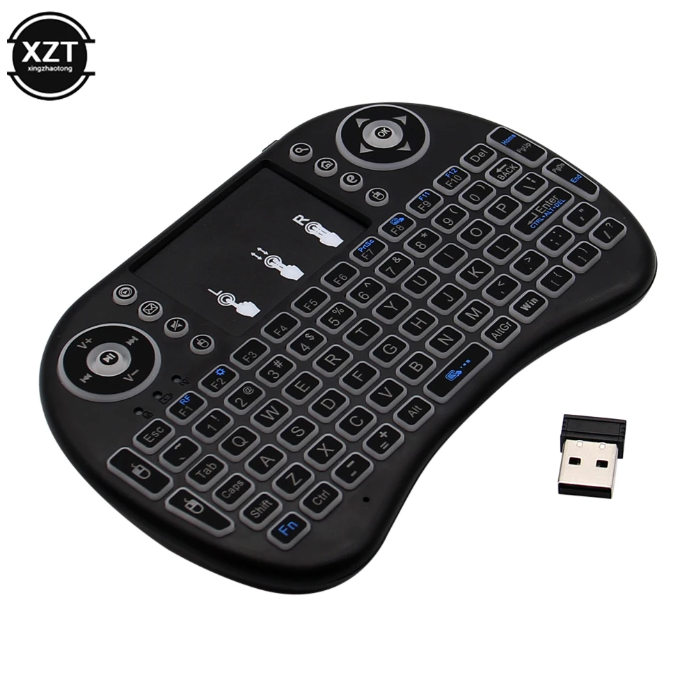 Backlit English Russian Arabic Spain Hebrew 2.4G Air Mouse Android TV Box PC I8 Mini Wireless Keyboard Remote Touchpad