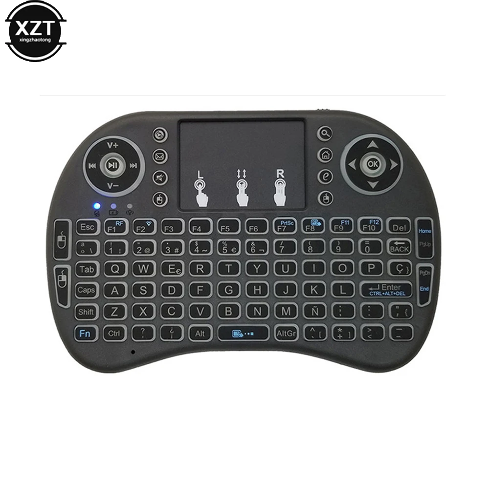 Backlit English Russian Arabic Spain Hebrew 2.4G Air Mouse Android TV Box PC I8 Mini Wireless Keyboard Remote Touchpad
