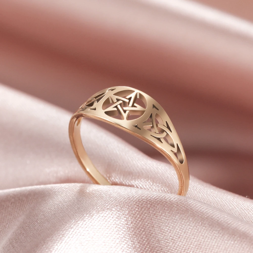 LIKGREAT Gothic Celtics Knot Pentagram Ring Women Men Stainless Steel Supernatural Wicca Amulet Rings Couple Witch Jewelry Gifts