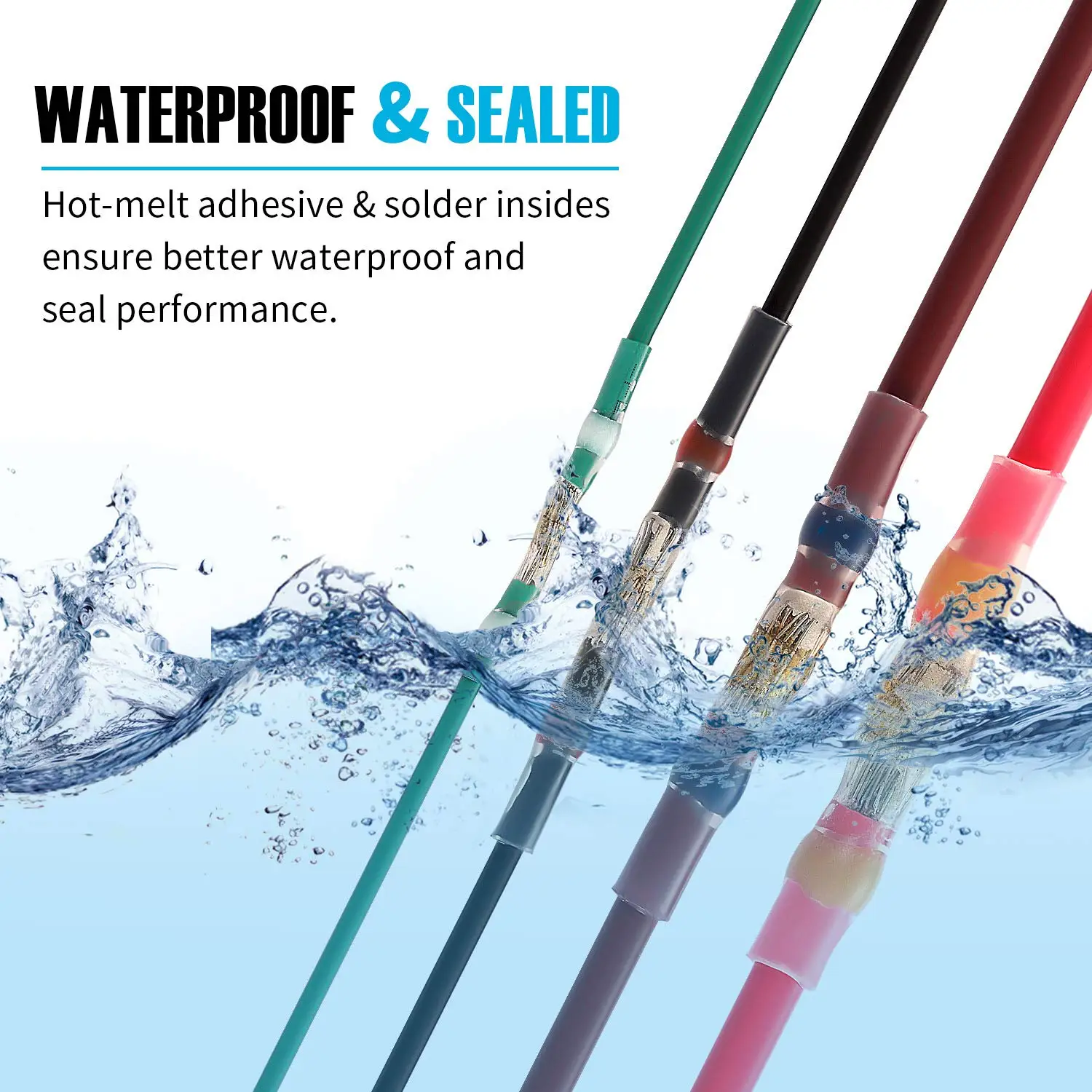 50-1000Pcs Solder Seal Wire Connectors Heat Shrink Waterproof Solder Butt Connectors Solder Connector Kit Auto Marine Insulated